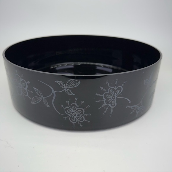 Vintage C A Q’s Bruk Etched Black Glass Bowl - Picture 1 of 10